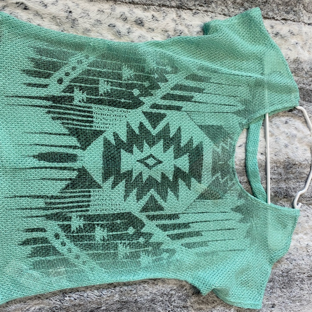 Green Geometric Knit Top